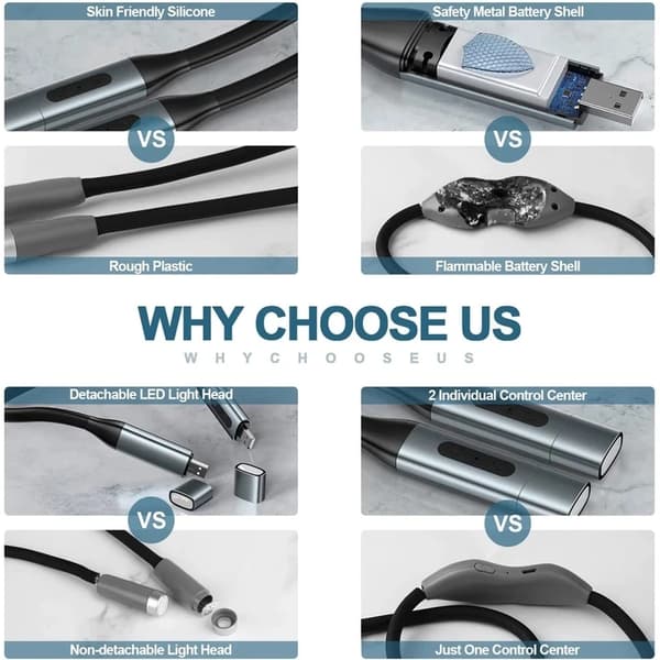 USB-oppladbart nakkelys boklys for lesing i sengen om natten