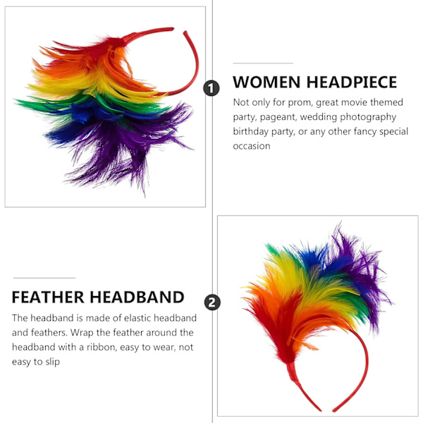 Regnbågsfärgad Fjäder Fascinator Hårband: Bal Drottning Hårband