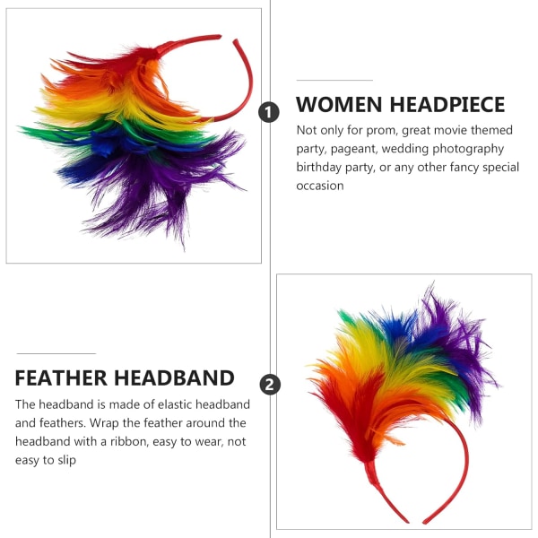 Regnbuefarvet Fjer Fascinator Pandebånd: Prom Dronning Pandebånd