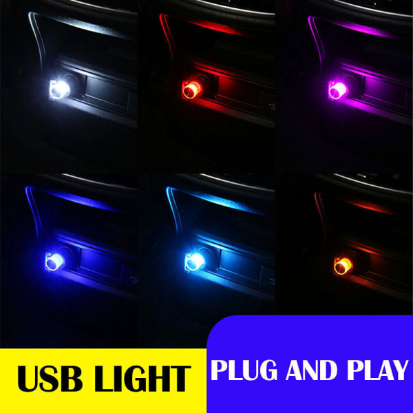 1x Mini Lampe Pære Tilbehør USB LED Bil Interiør Neon Atmosfære