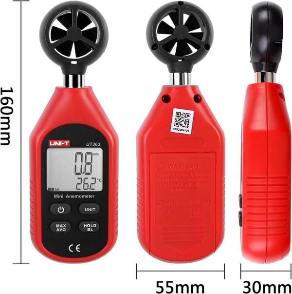 UT363 Mini Digital Anemometer Høj Præcision Vindmålingsenhed