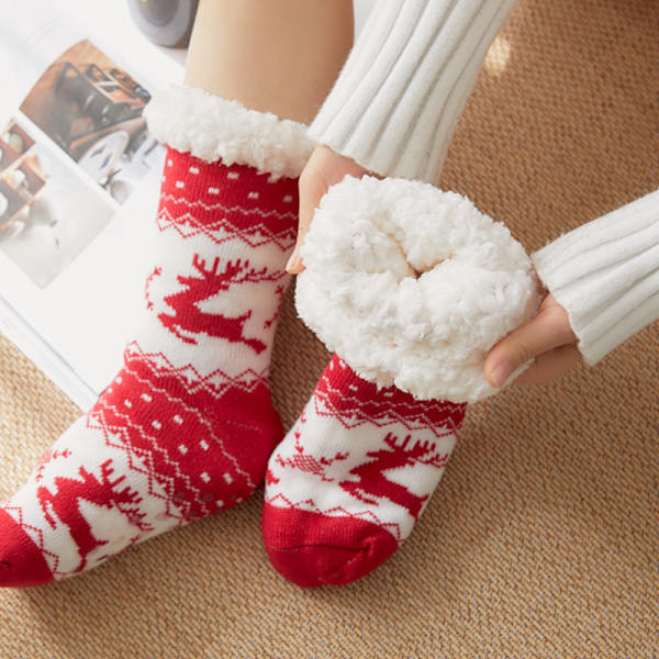 Dame Vinter Termisk Fleeceforet Strikket Slippersokker Skridsikker Fuzzy