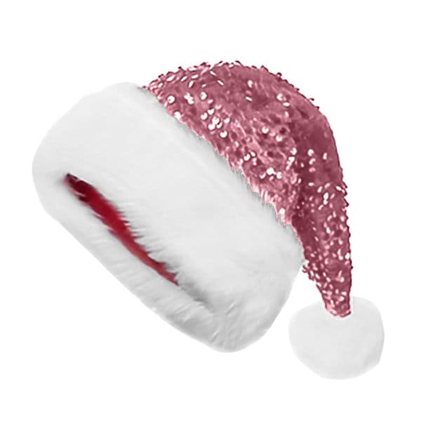 Julehat, pailletbesat julehat, passende plysjulehat til voksne (pink)