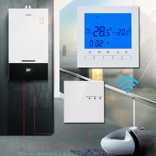 Batteridriven Trådbunden Väggmonterad Panntemperaturregulator Smart W