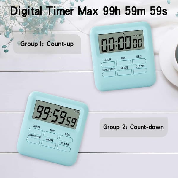 Digital Timer med Klocka/Väckarklocka Funktion 3 i 1, Magnetisk Ki