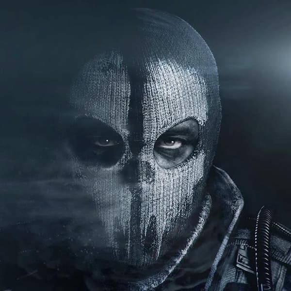 Spøgelsesmaske - Balaclava til Motorcykling, Paintball, One Size, Farve Sort