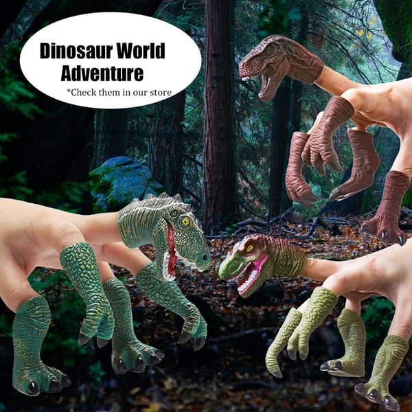 Dinosaurie Fingerdocka och Handdocka Dino T-rex Dockor Djur Raptor Fingerleksaker för Barn (Grå)