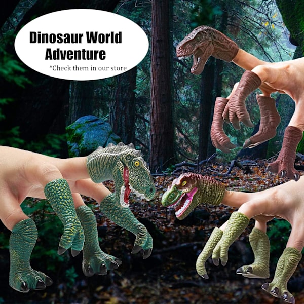 Dinosaurie Fingerdocka och Handdocka Dino T-rex Dockor Djur Raptor Fingerleksaker för Barn (Röd)