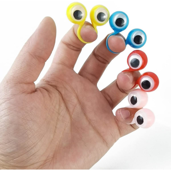 100 st Fingerdockor med Ögon på Ringar Googly Eyeball Ring Fest