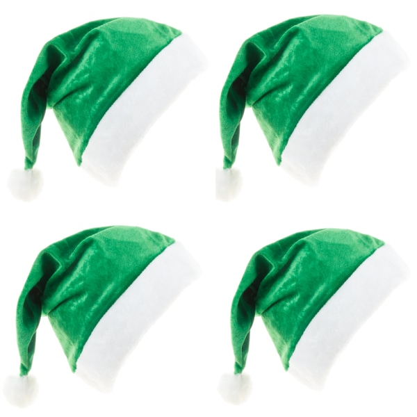 4 pieces of Christmas green gold velvet short plush Santa Clau