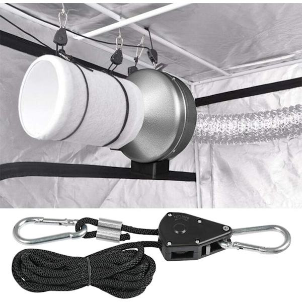 4 st Ratchet-rep med krokar för lampa eller växter, justerbar längd