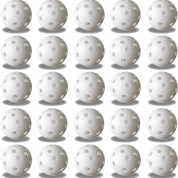 25 hule golfbolde i plastik til svingtræning, kompatible med Fly Golf, luftstrømsdesign til driving range og hjemmebrug, D