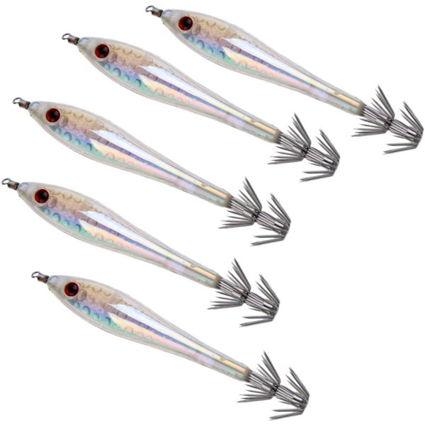 5 kpl Jig-uistelukoukkuja Kalastusvälineet Kalmarijigit Valkoinen, 9,5 cm Luminoiva Bai