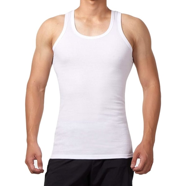 5 kpl Miesten Tank Topit 100% Puuvilla Tank Top Alusvaatteet (Musta*2 L