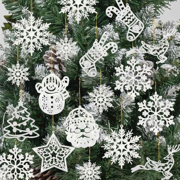 Julgransdekoration Snowflake Ornaments - 100st Vit Glit