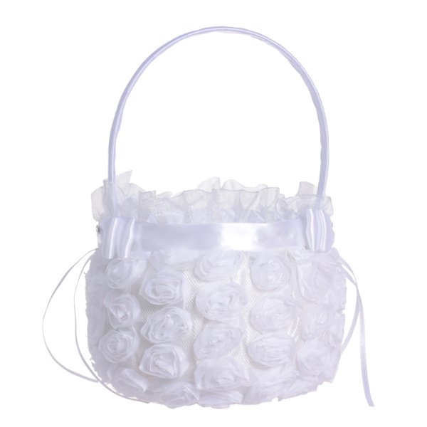 1 stk. Bryllupsfest Rose Jentekurv Plate Broderte Whit