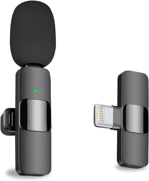 Profesjonell trådløs lavalier-klippmikrofon for iPhone og iPad
