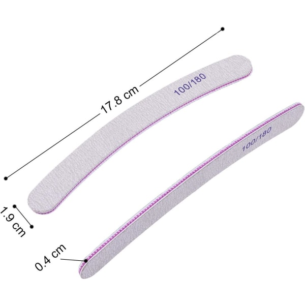 15 stk. Professionelle Neglefiler, Buede Neglefiler, 100/180 Grit Wa