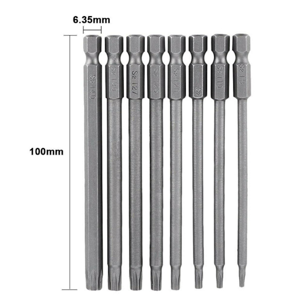 8 stk hule bits 100mm medium hull plommeblomst bits