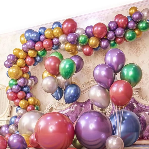 Fargerike festballonger 100 stk 12 tommers krom metallisk heliumball