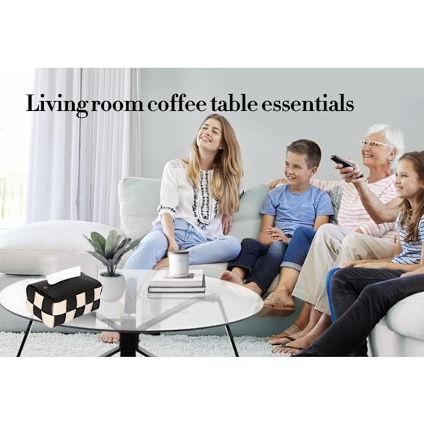 Rektangulärt vävnadsboxöverdrag, Modern PU-läder, Elegant för vardagsrum, Dekorativ hylla, Badrumsbänk, Skrivbord, Sängbord (Svart)