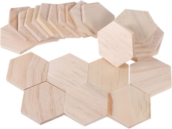 25 st Oavslutade Träskivor Hexagon Trähantverk Prydnadsföremål