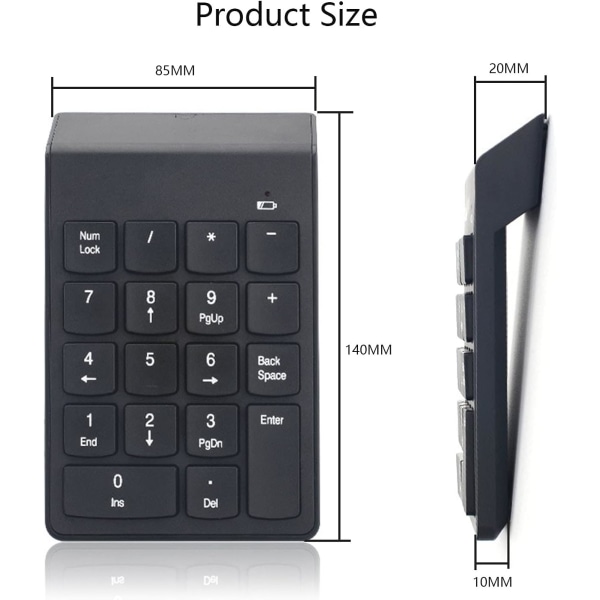 Numeric Keypad, 18 Key Numpad Wireless Numeric Keypad with Blueto