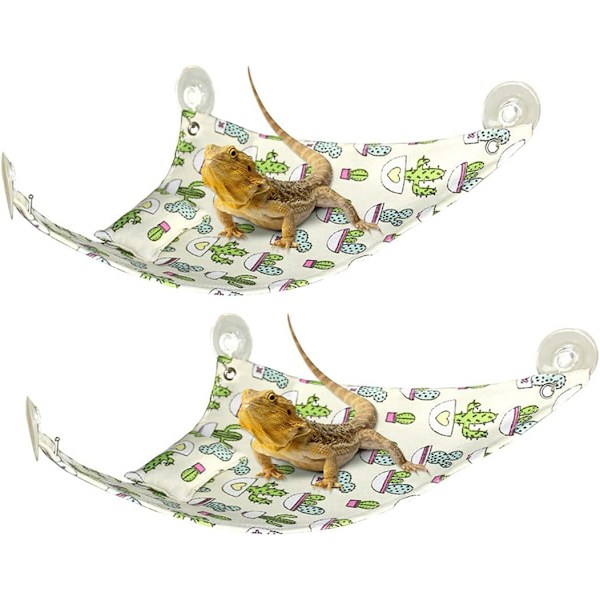 2 stycken ödla reptilhängmatta med mjuk kudde och sugkopp