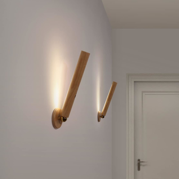 3W LED Vägglampa Batteridriven Trä Sladdlös med Tryckbrytare