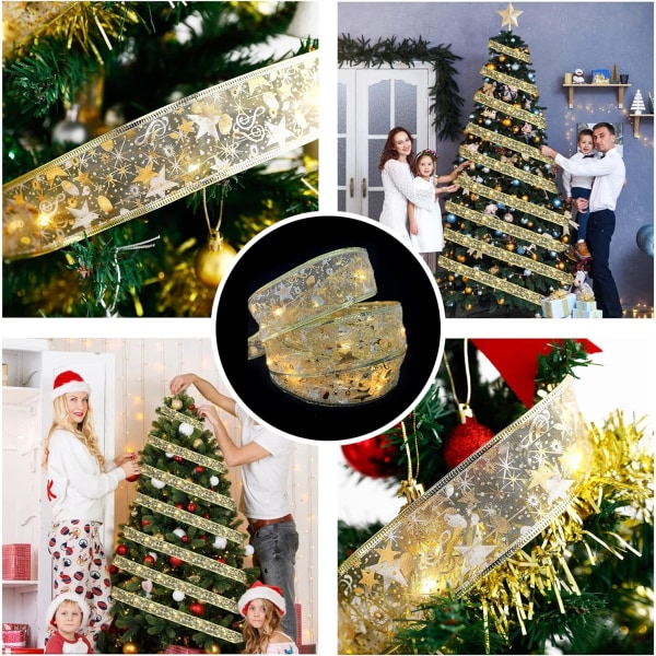 5m LED Dubbel Luminous Ribbon Ljussträngar Julgran Dekoration