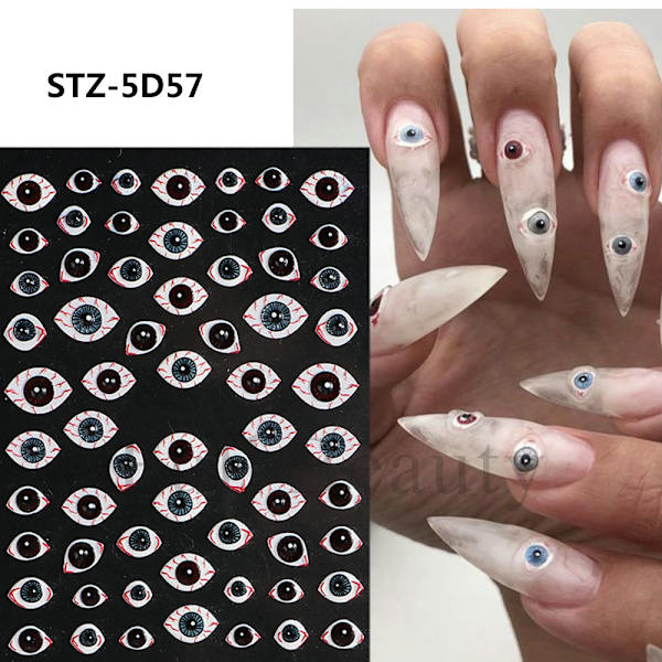 5-pack 5 stilar 5D präglade tredimensionella nageldekorationer