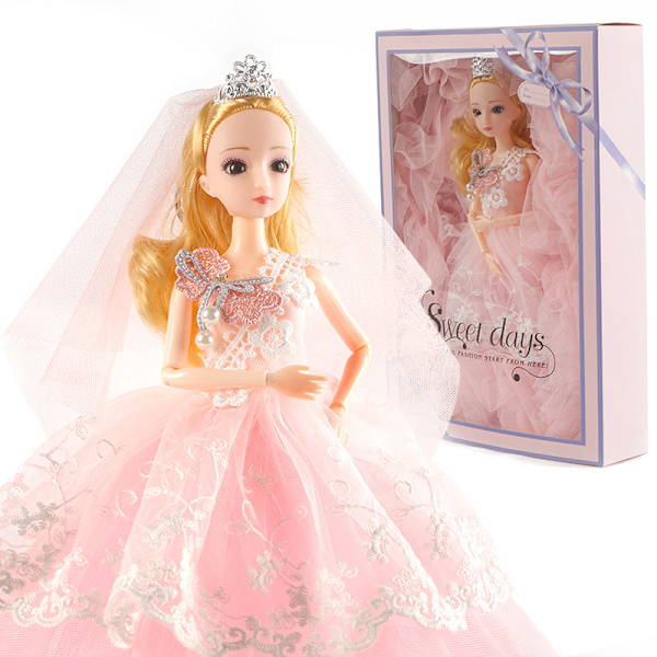 1 Styck Rosa 30cm Bröllopsklänning Dockdocka Utsökt Present G