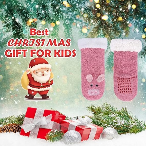 Barn Slipper Socks Slipper Fluffy Socks, Boy Girl Söt Djur Sock