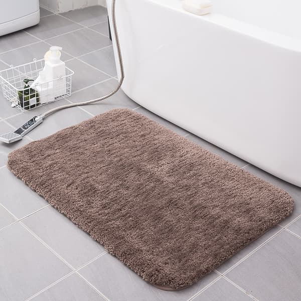 Mikrofiber Badeværelsesmåtter (18x28 Tommer, Lysebrun) Bløde og Fluffy