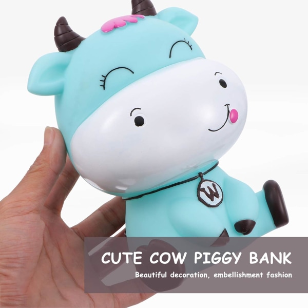 （Blue）Animal Piggy Bank Lovely Cow-Shape Piggy Bank Piggy Bank Sa