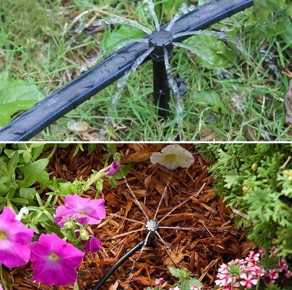 100 stk Hagevanningsdryppere for 4 mm/7 mm rør 360 ​​grader