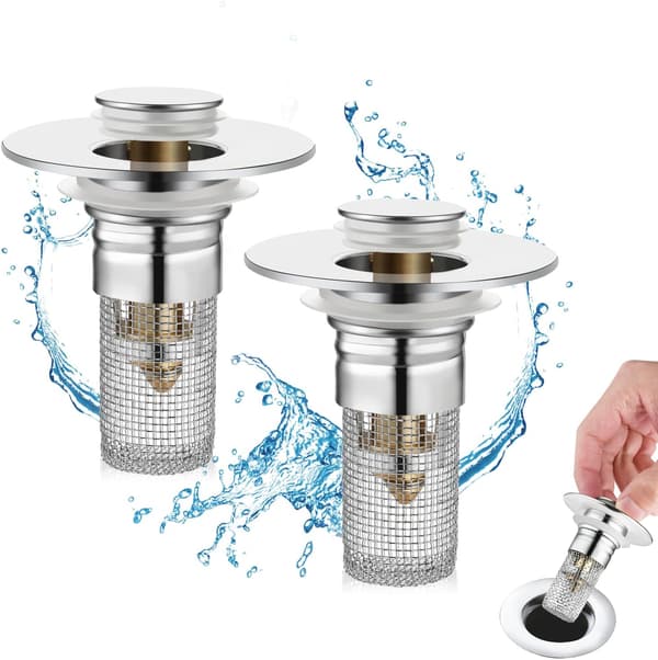 2-pack Badrumsvask Silikonskydd för 1,06-1,50 tum, Universal Avloppsskydd med Hårfälla, Universal Badrumsvask Avlopp
