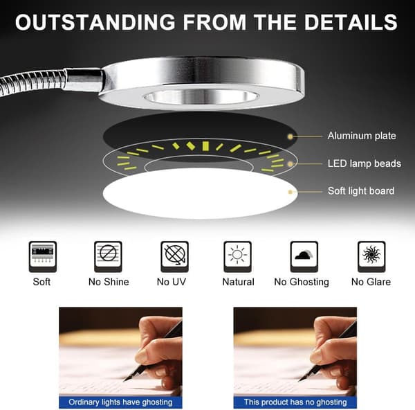 LED skrivebordslampe for lesing, tatovering og sminke