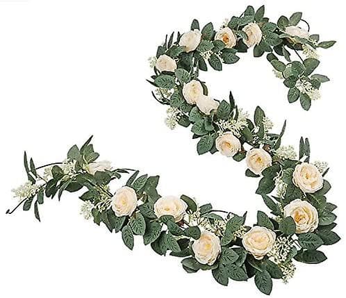 2 stk. kunstige te-champagne rose krans med efeublade kunstige rose fa