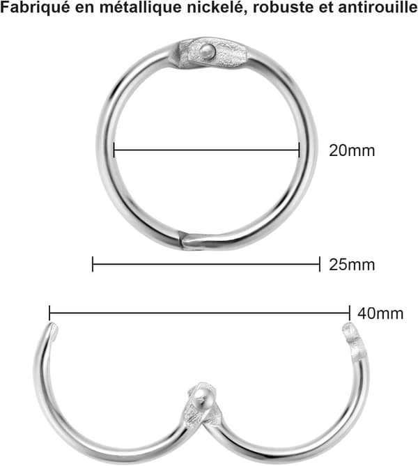 100 stk. Hængsleringe 25mm Metal Binder Ringe til Notesbog Scr DXGHC