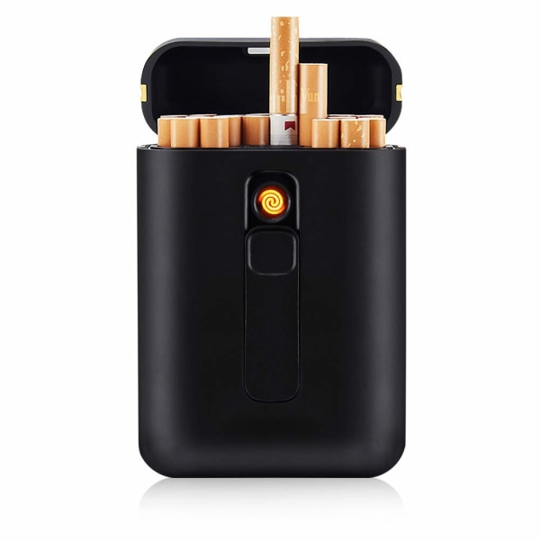 Case med lättare cigarettlåda King Size Portable Pack 20st Cigaretter i vanlig storlek USB -tändare 2 i 1 Rec