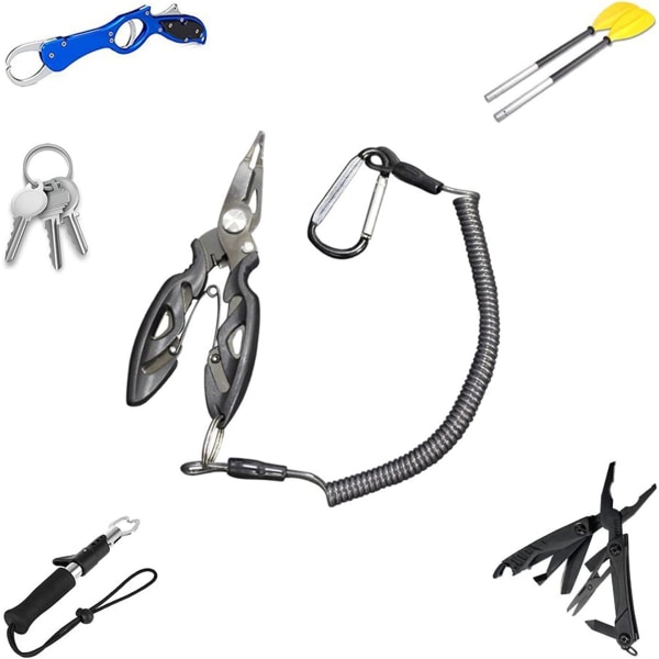 6 stk Fiskeri Lanyard, Elastisk Fiskeri Lanyard Spiral Nøglering wi