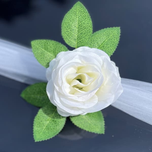 Bryllupsbil Blomsterplate Båndsløyfer Sett Ornament Tilbehør Fest