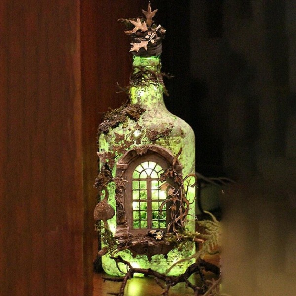 Lysande Vinflaska Resin Dekoration Hemhantverk Glödande Ornament