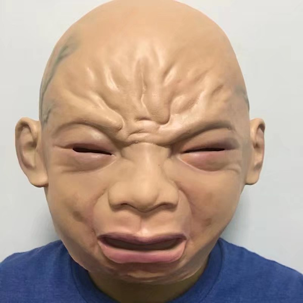 1 Aikuisten Kokoinen Party Baby Mask - Täyspää Lateksi Itkupää Mask
