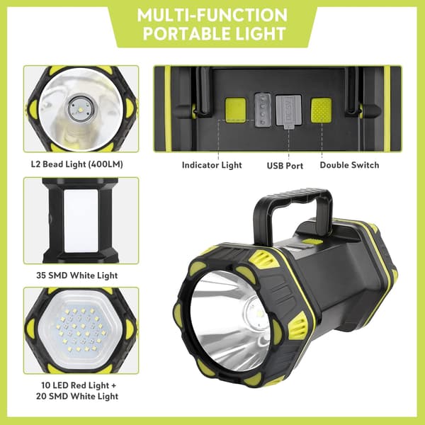 Genopladelig LED Campinglanterne, Multifunktionel Campinglampe, 480