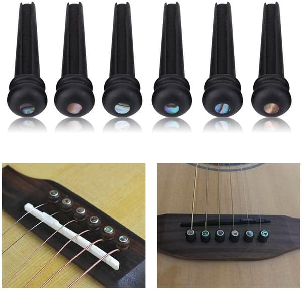 6 st Ebony Gitarrmutter, Bryggmutter för 6-strängad Akustisk Folk Gitarr