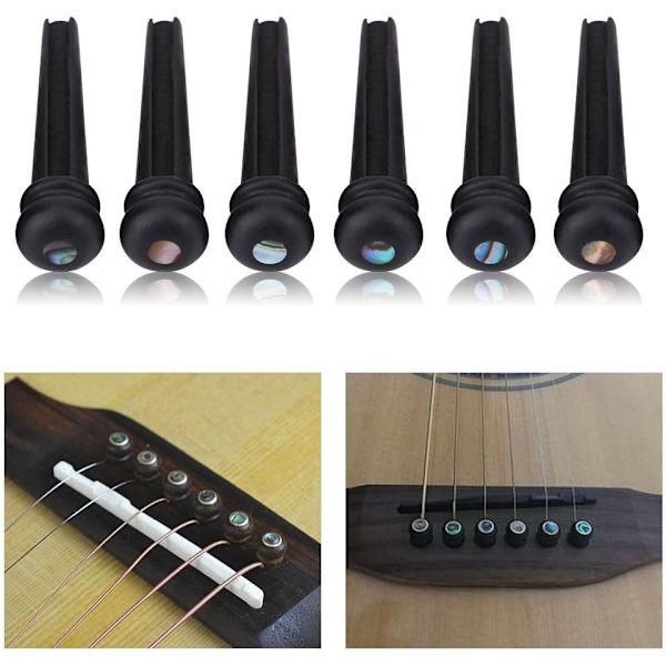 6 stk. Ebenholt Gitarrstemmer, Bro Stemmer for 6-strengers akustisk Folk Gu