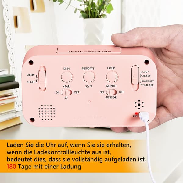 Väckarklocka, Liten Digital Väckarklocka, 5,1\" LCD-Skärm med USB