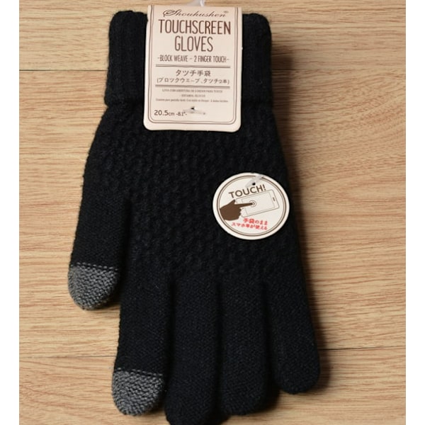 2 par touchscreen-handsker Kvinders vinterstrikkede plys j